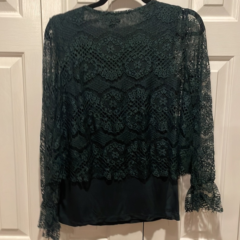 Pointelle Green Lace Blouse - Picture 2 of 4